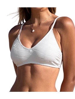 Bikini Top for Women Bathing Suit Criss Cross Self Tie Spaghetti Straps V Neck