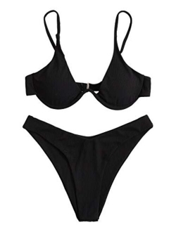 Women's 2 Piece Triangle Bikini High Cut Bathing Suit Swimsuit