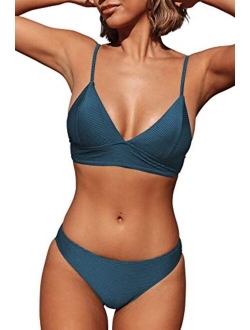 Women Bikini Set Solid Color Sexy Triangle Two Piece Swimsuit