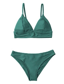 Women Bikini Set Solid Color Sexy Triangle Two Piece Swimsuit