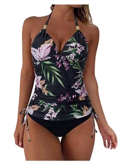 Women Halter Tankini Bathing Suits Sexy Slimming Tummy Control Swimsuit