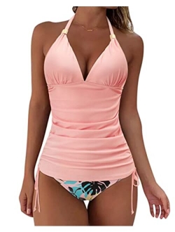 Women Halter Tankini Bathing Suits Sexy Slimming Tummy Control Swimsuit