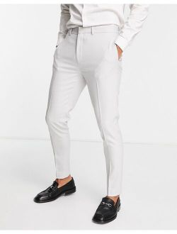 wedding super skinny suit pants in ice gray micro texture