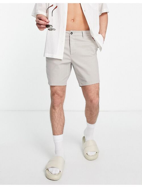 ASOS DESIGN skinny chino shorts in stone