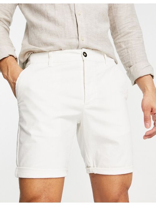 ASOS DESIGN slim chino shorts in off white