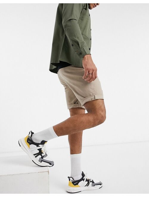 ASOS DESIGN skinny chino shorts in stone