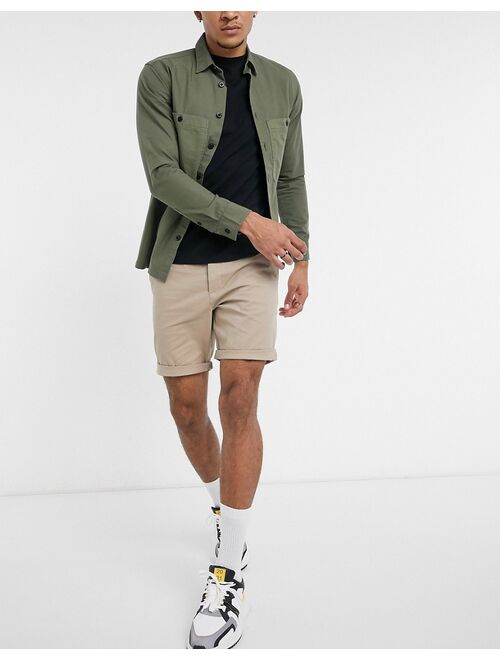 ASOS DESIGN skinny chino shorts in stone