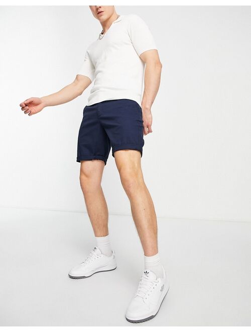 ASOS DESIGN slim chino shorts in navy