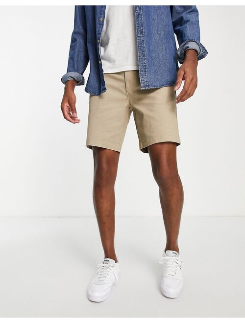 Topman slim chino short in stone