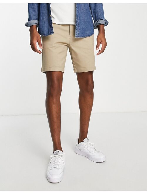 Topman slim chino short in stone