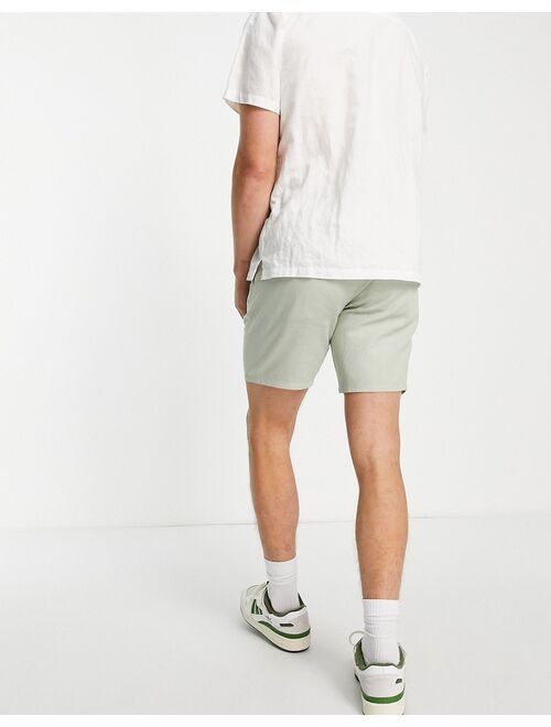 ASOS DESIGN linen cigarette shorts in light khaki