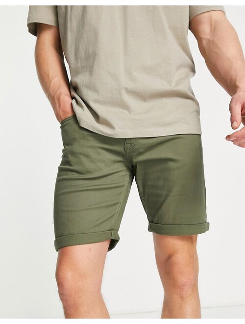 Jack & Jones Intelligence slim fit 5 pocket shorts in khaki