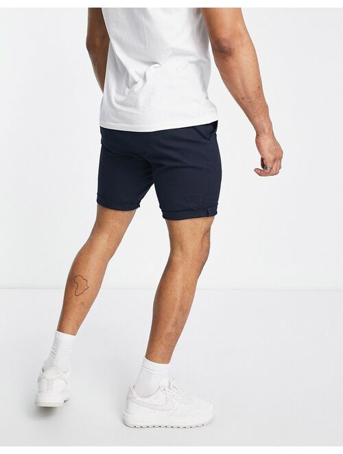 ASOS DESIGN skinny chino shorts in navy