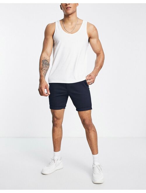 ASOS DESIGN skinny chino shorts in navy