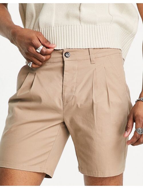 ASOS DESIGN chino cigarette shorts in beige