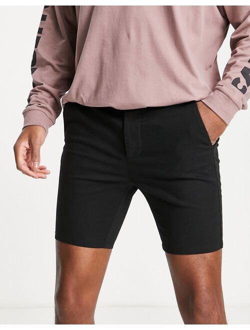 ASOS DESIGN power stretch chino shorts in black