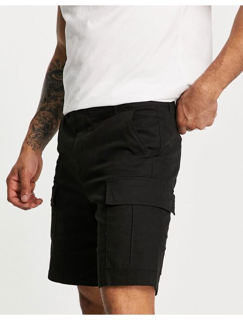 ASOS DESIGN skater cargo shorts in black