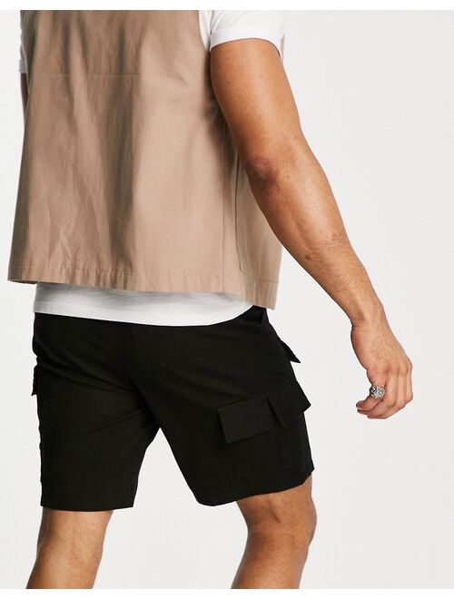 ASOS DESIGN skater cargo shorts in black