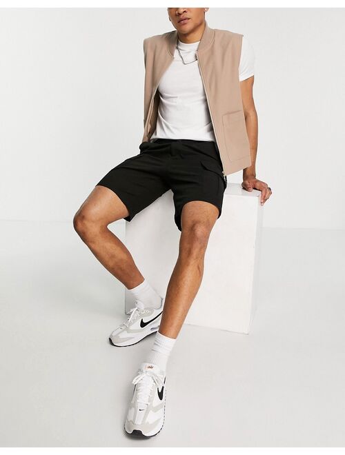 ASOS DESIGN skater cargo shorts in black