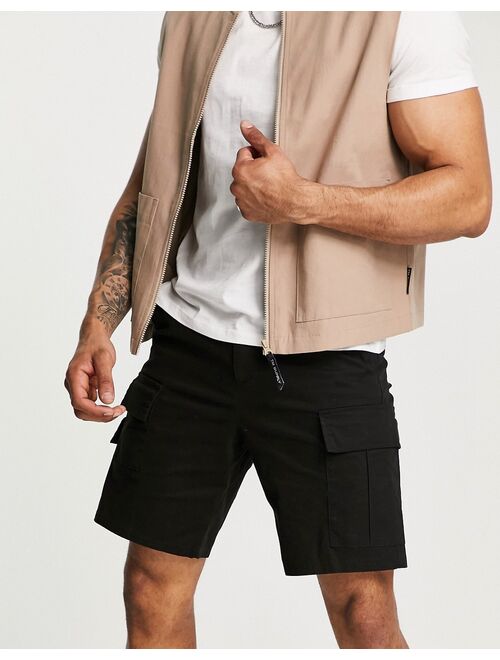 ASOS DESIGN skater cargo shorts in black