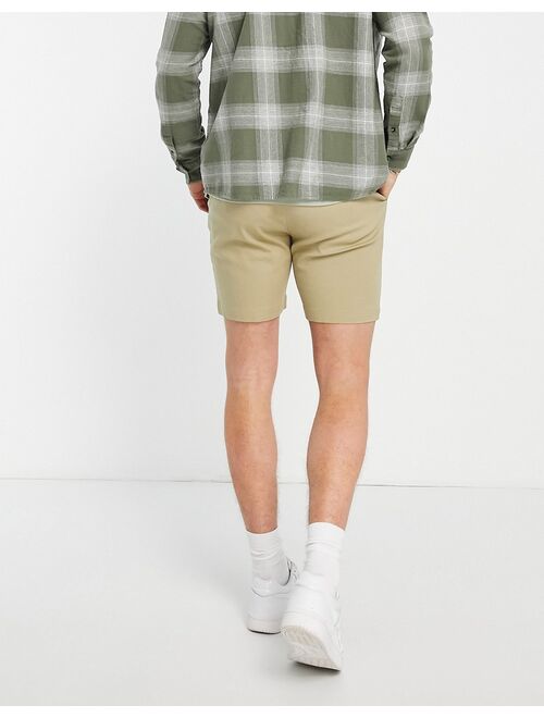 ASOS DESIGN skinny chino shorts in beige