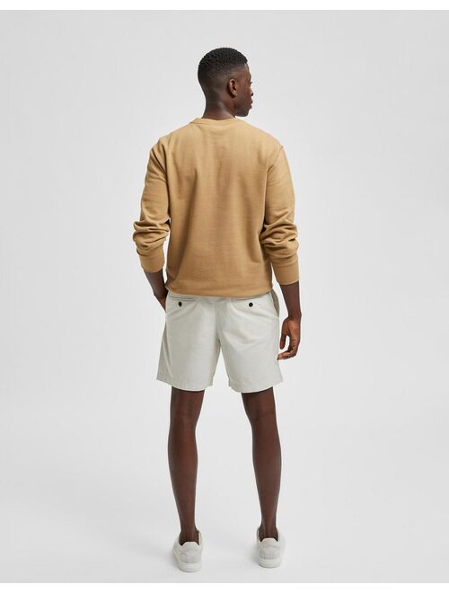 Selected Homme organic cotton blend slim chino shorts in light stone