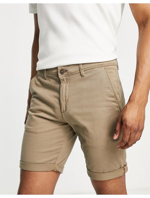 Jack & Jones Intelligence slim fit chino shorts in beige