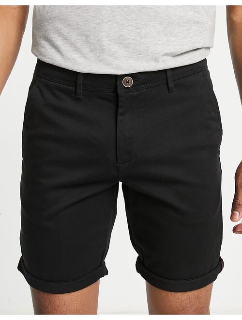 Jack & Jones Intelligence slim fit chino shorts in black