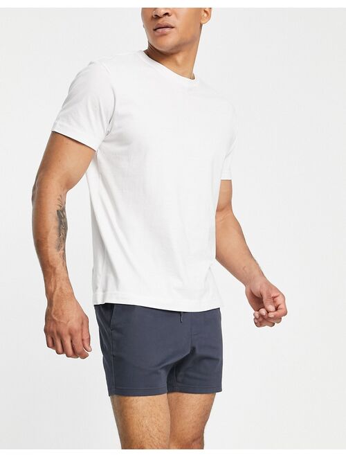 ASOS DESIGN 2 pack skinny chino shorts in beige and navy save