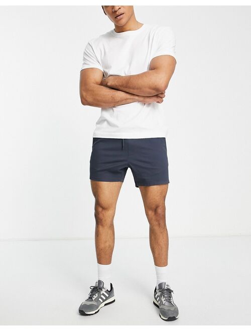 ASOS DESIGN 2 pack skinny chino shorts in beige and navy save