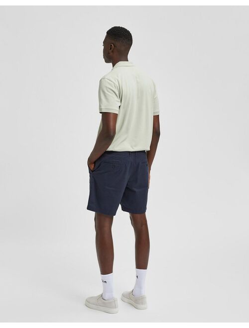 Selected Homme organic cotton blend slim chino shorts in navy