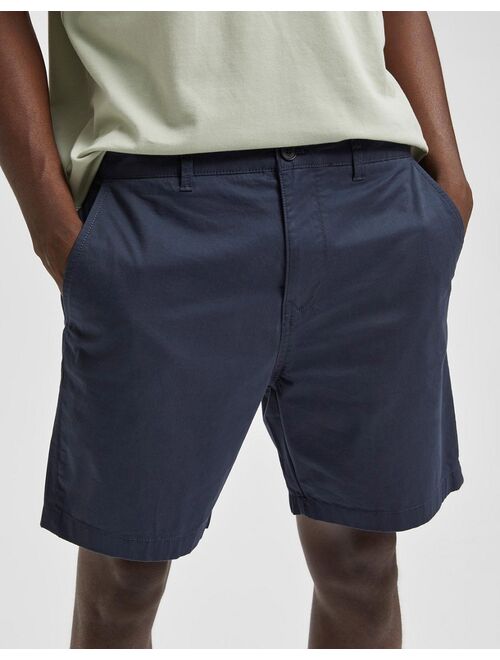 Selected Homme organic cotton blend slim chino shorts in navy