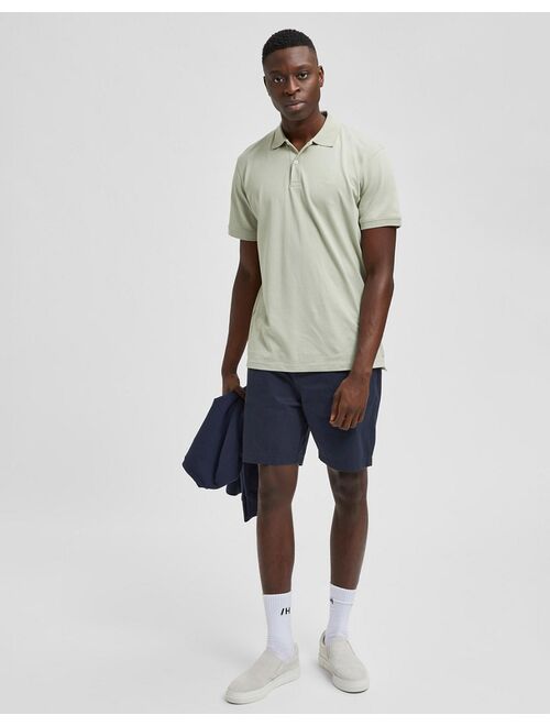 Selected Homme organic cotton blend slim chino shorts in navy