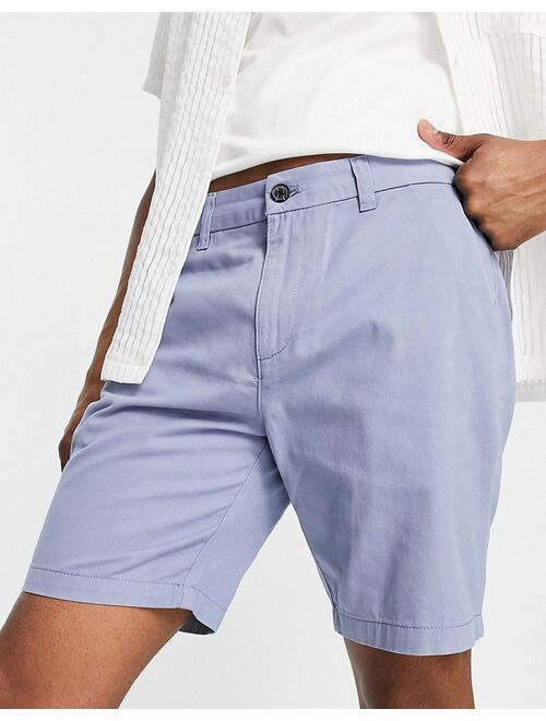 New Look slim fit chino shorts in mid blue