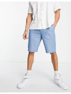 regular fit stripe chino shorts in blue