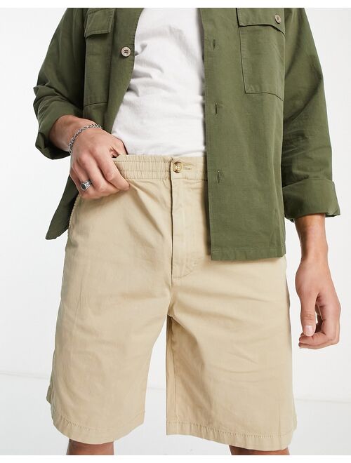 Pull&Bear relaxed elasticized chino shorts in beige