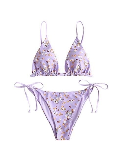 Women's Whip Stitch Textured String Triangle Bikini Set Two Piece Swimsuit