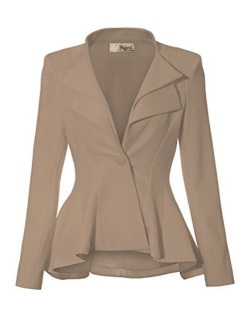 Hybrid & Company Women Double Notch Lapel Sharp Shoulder Pad Office Blazer