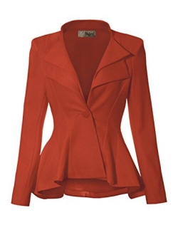 Hybrid & Company Women Double Notch Lapel Sharp Shoulder Pad Office Blazer