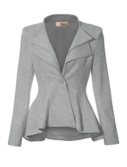 Hybrid & Company Women Double Notch Lapel Sharp Shoulder Pad Office Blazer