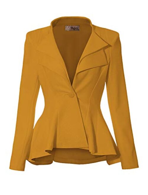 Hybrid & Company Women Double Notch Lapel Sharp Shoulder Pad Office Blazer