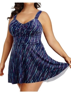 Aqua Eve Plus Size Tankini Swimsuits for Women Two Piece Bathing Suits Flowy Swim Dress with Shorts