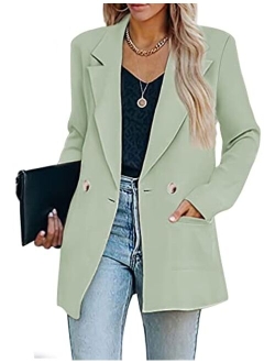 Bbx Lephsnt Womens Casual Blazers Oversized Open Front Cardigan Long Sleeve Work Office Blazer Jackets S-XXL