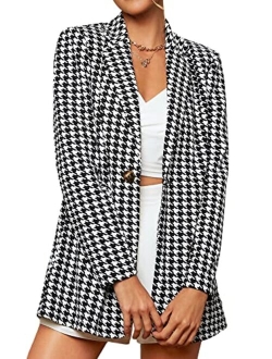 Women's Long Sleeve Lapel Button Pop Art Print Work Office Blazer