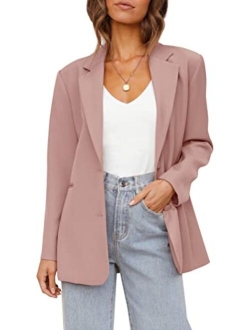 Tymidy Women's Casual Blazers Long Sleeve Oversized Open Front Business Lapel Button Work Office Jackets