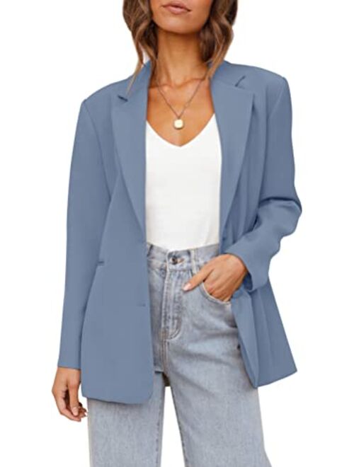 Tymidy Women's Casual Blazers Long Sleeve Oversized Open Front Business Lapel Button Work Office Jackets