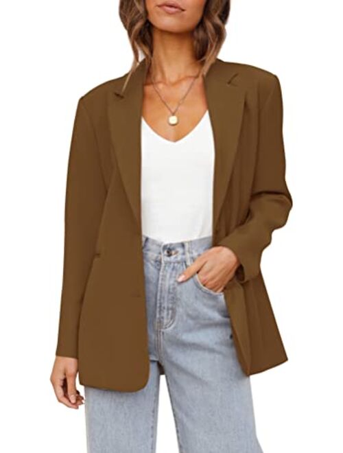 Tymidy Women's Casual Blazers Long Sleeve Oversized Open Front Business Lapel Button Work Office Jackets