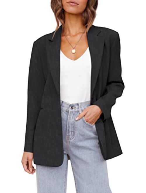 Tymidy Women's Casual Blazers Long Sleeve Oversized Open Front Business Lapel Button Work Office Jackets