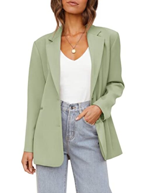 Tymidy Women's Casual Blazers Long Sleeve Oversized Open Front Business Lapel Button Work Office Jackets