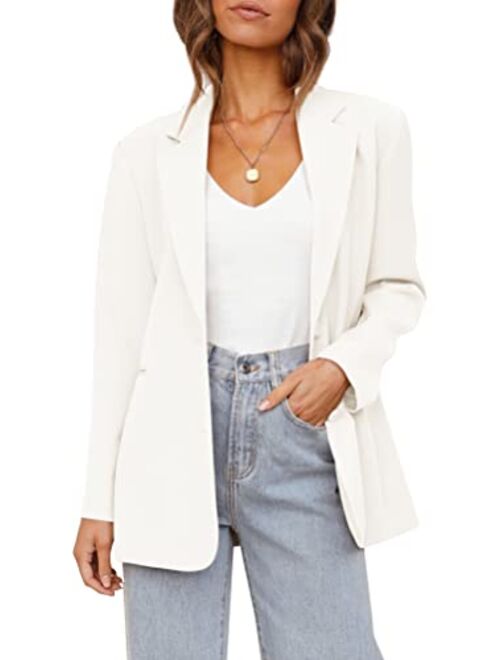 Tymidy Women's Casual Blazers Long Sleeve Oversized Open Front Business Lapel Button Work Office Jackets